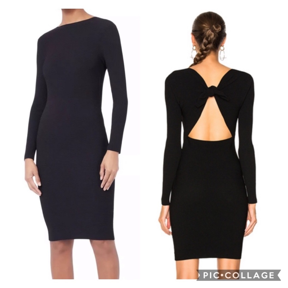 NEW Helmut Lang black form fitting tie back stretchy rib dress sexy high neck